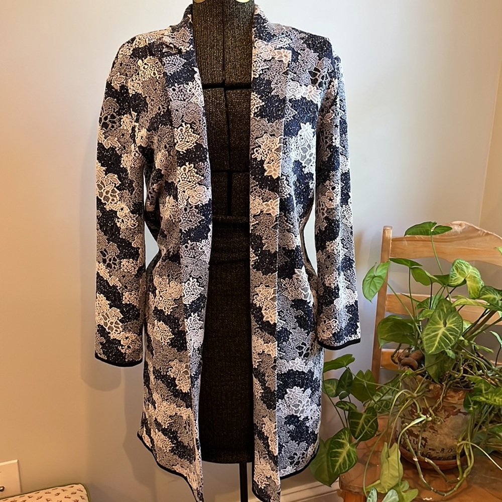 Philosophy Republic Collared Duster Jacket NWT Navy/White/Floral Small